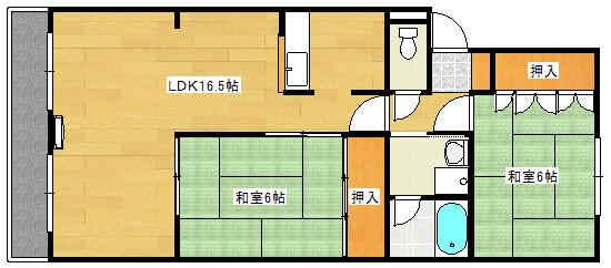 K3ハイツ(2LDK/2階)の間取り写真