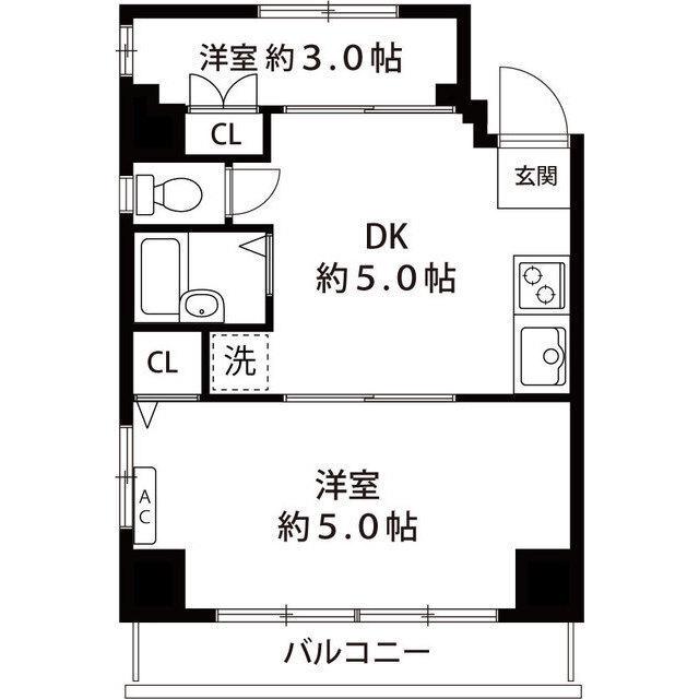 レフィーニ新川崎(2DK/2階)の間取り写真