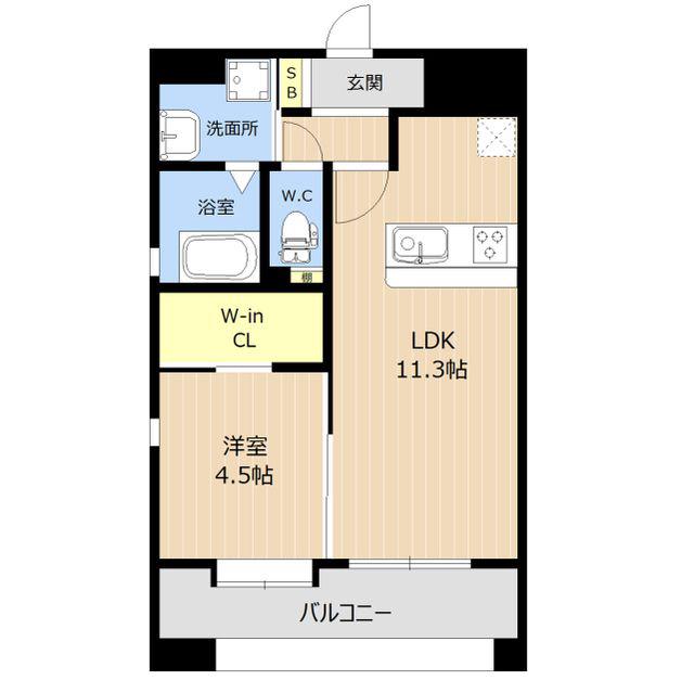 LIBTH熊本駅(1LDK/7階)の間取り写真