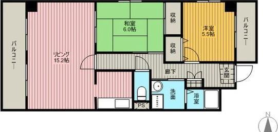 RAPPORT中江(2LDK/4階)の間取り写真