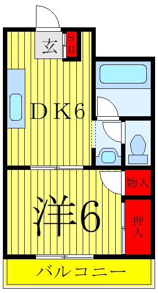永瀬ビル(1DK/1階)の間取り写真
