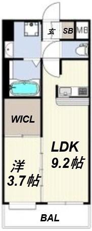 ES-GRANDE大阪 CITY AVENUE(1LDK/9階)の間取り写真