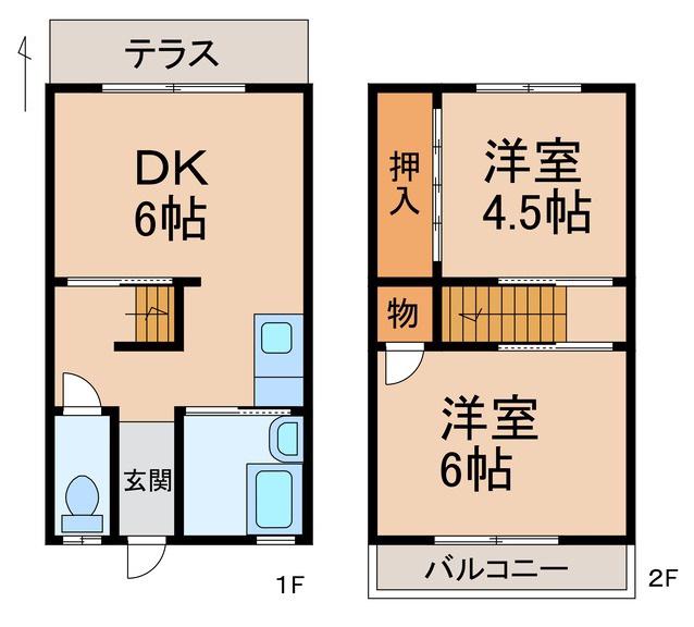 エスポワール園部(2DK/1階)の間取り写真