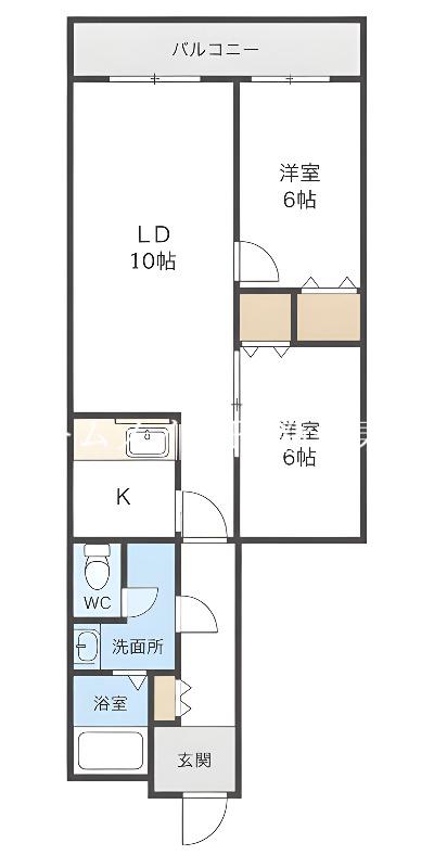 ハピネス伏古公園(2LDK/3階)の間取り写真