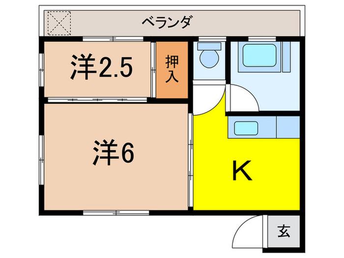 岩田ビル(2K/3階)の間取り写真