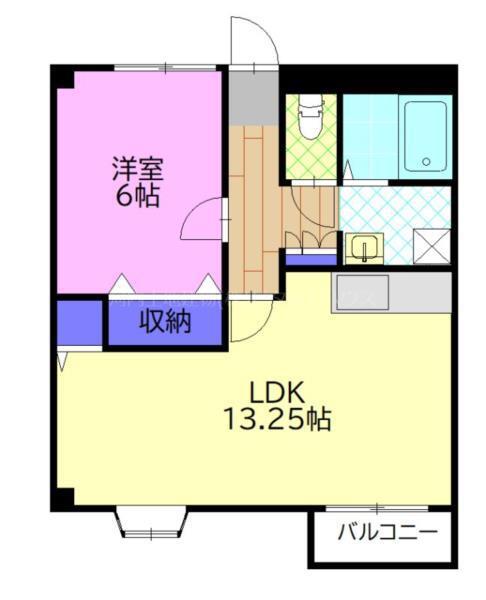 メッツ大野(1LDK/1階)の間取り写真
