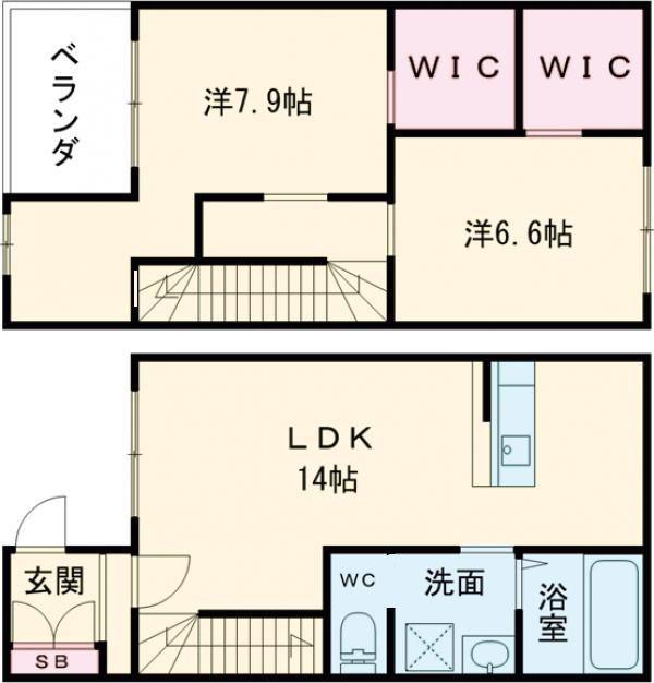 カーサ・ルーチェ(2LDK/1階)の間取り写真