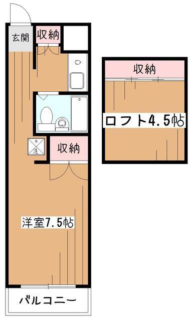 S・Tハイツ(ワンルーム/1階)の間取り写真