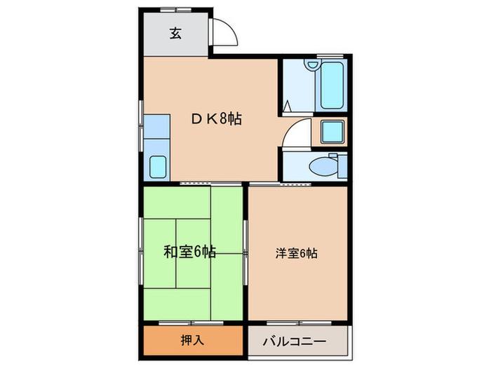 戍亥ビル(2DK/3階)の間取り写真
