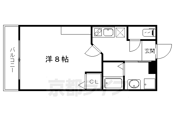 フラッティワレア(1K/2階)の間取り写真