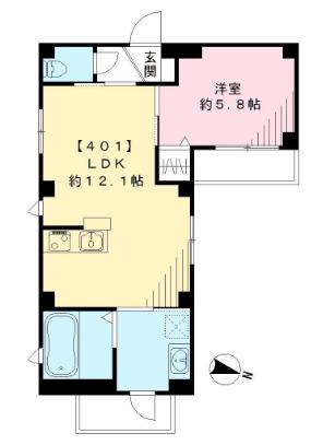 LE MATIN(1LDK/4階)の間取り写真