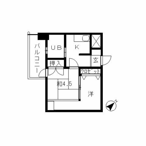VIP薬院(1K/6階)の間取り写真