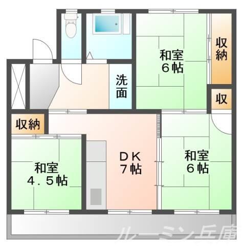 ビレッジハウス三原G(3DK/3階)の間取り写真