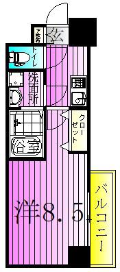 メイクス西新井大師(1K/8階)の間取り写真