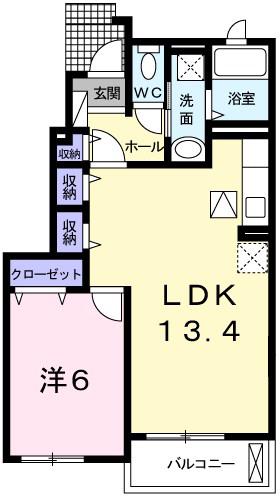 アンサードリームNKT(1LDK/1階)の間取り写真