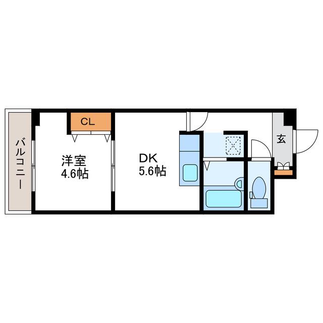 札幌パークガーデン(1DK/4階)の間取り写真