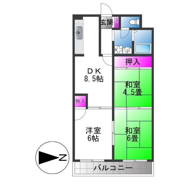 エトワールハイム川本(3DK/5階)の間取り写真