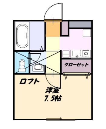 GREEN FOREST(1K/2階)の間取り写真