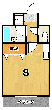 カワモトマンション(1K/4階)の間取り写真