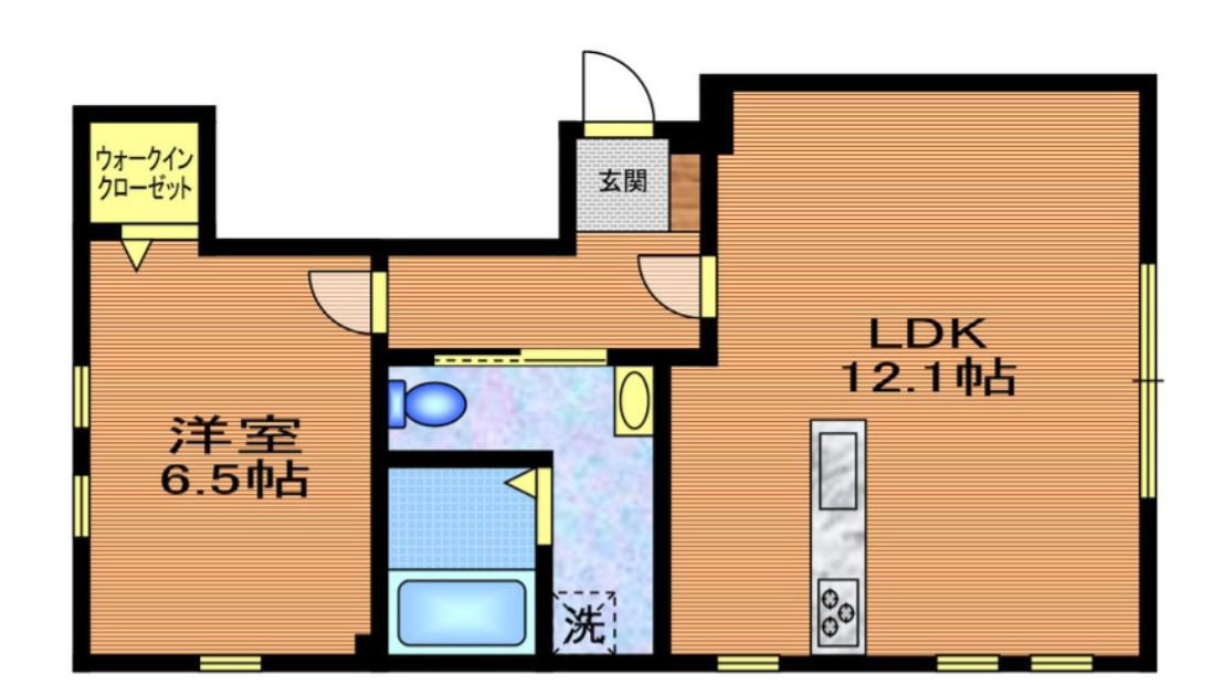 フラワーハイム(1LDK/1階)の間取り写真