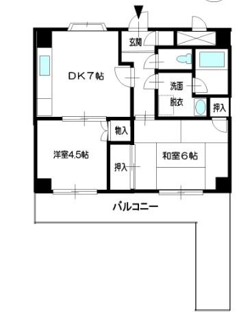 ライフイン光菊(2DK/2階)の間取り写真