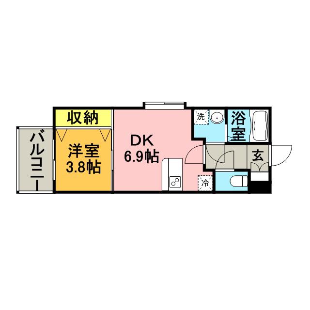 ギャランティー21博多NO66(1DK/8階)の間取り写真