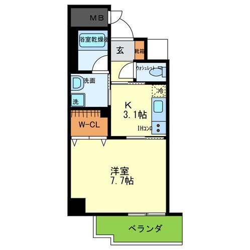 フォーゼ安堂寺(1K/4階)の間取り写真