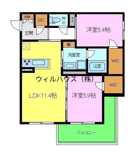 シャーメゾン ラ フェリーチェ(1SLDK/1階)の間取り写真