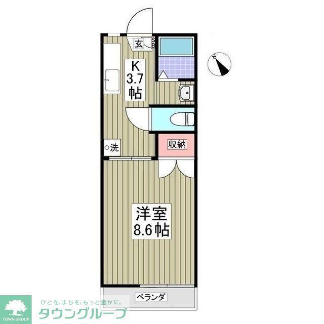 コーポタカハナ(1K/1階)の間取り写真