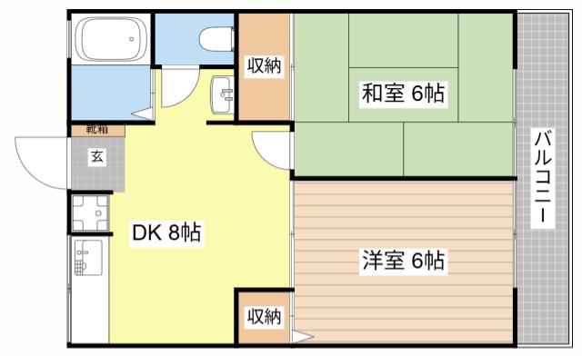 サントレアフジキ(2DK/2階)の間取り写真