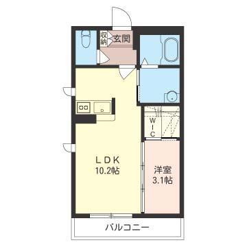 マストライフ研究学園A(1LDK/2階)の間取り写真