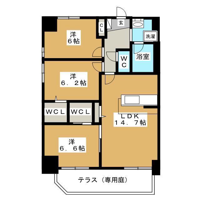 アンクレージュ(3LDK/1階)の間取り写真