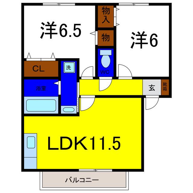 サンメイユウIIB(2LDK/2階)の間取り写真