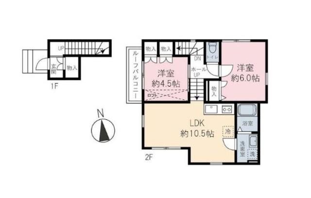 ユノス西大泉(2LDK/2階)の間取り写真