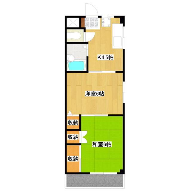 玉川ハイツ(2K/2階)の間取り写真