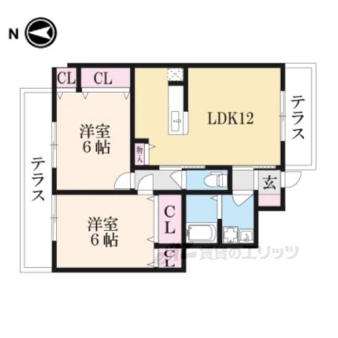 サンガーデン甲賀 A棟(2LDK/1階)の間取り写真