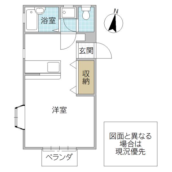 ファミールB棟(1K/2階)の間取り写真