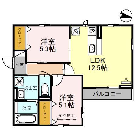 エフォーリア(2LDK/3階)の間取り写真