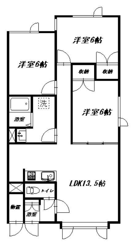 アルスハイデンスII(3LDK/2階)の間取り写真