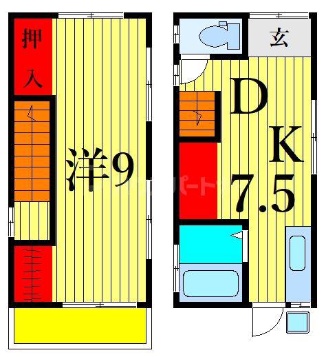 アトリエ葛飾(1DK/1階)の間取り写真