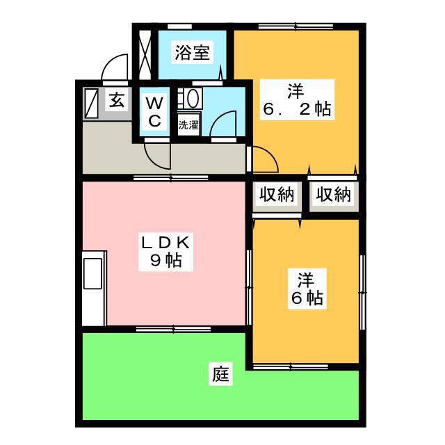 クワトロ(2DK/1階)の間取り写真