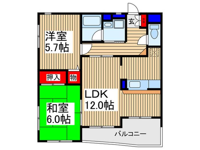 新世ふじみ野マンション(2LDK/4階)の間取り写真