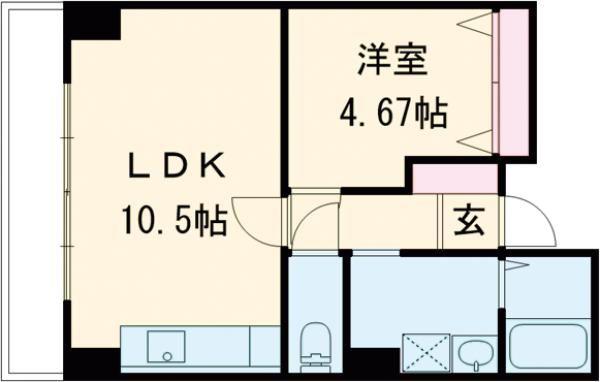 ピュア京坪(1LDK/2階)の間取り写真