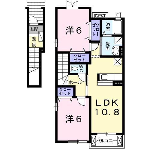 パルテール(2LDK/2階)の間取り写真