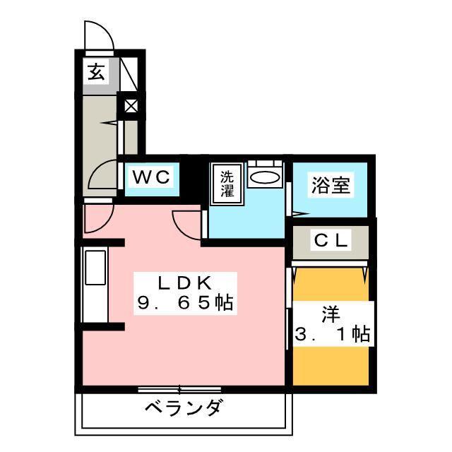 CASA MIA(1LDK/1階)の間取り写真
