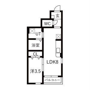 WISPERIA穂波(1LDK/1階)の間取り写真