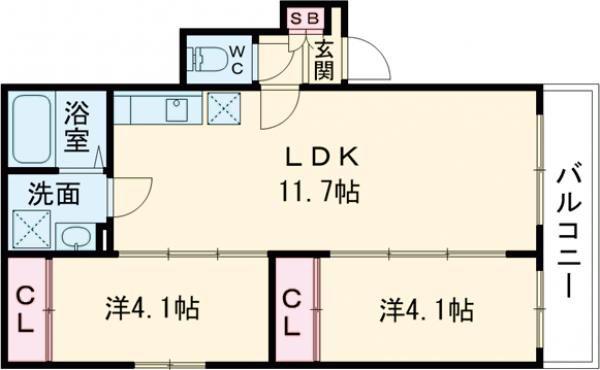 TIO VERDE(2LDK/1階)の間取り写真