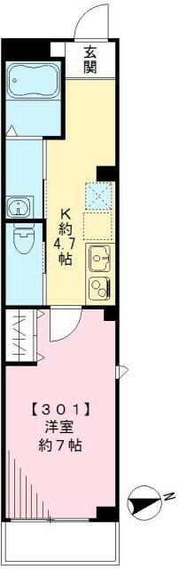 RELAZIONE リラッツィオーネ(1K/3階)の間取り写真