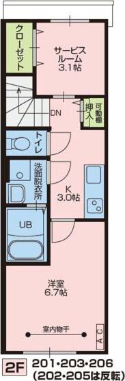 オークA・オークB(1SK/2階)の間取り写真