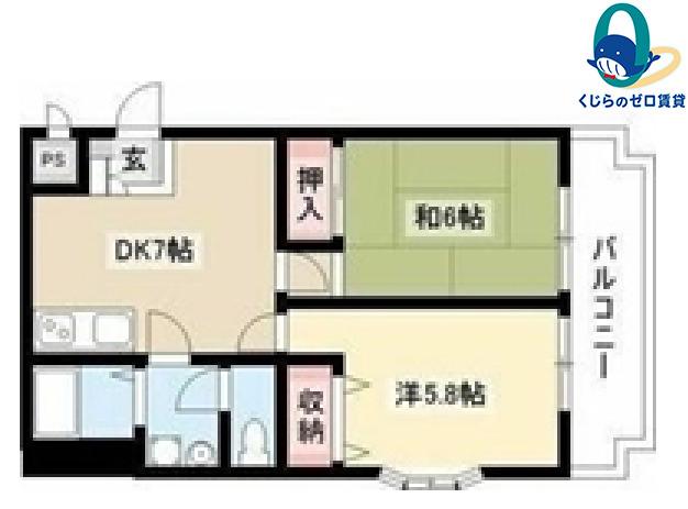 リバーランド守山(2DK/2階)の間取り写真